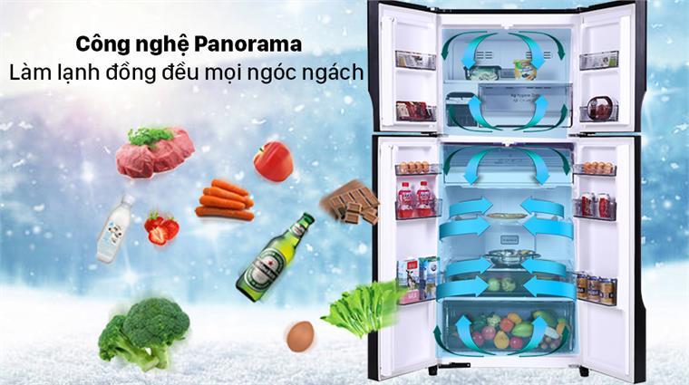 Tủ lạnh Panasonic Inverter 550l có trang bị công nghệ Panorama làm lạnh đồng đều mọi ngóc ngách của tủ